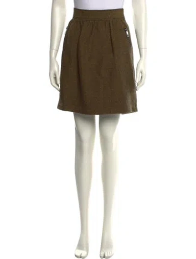 Pre-owned Burberry Raw-edge Trim Knee-length Skirt In Green
