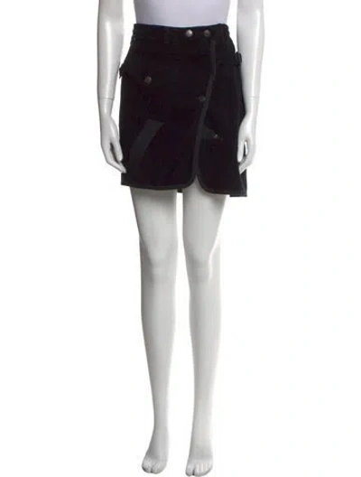 Pre-owned Burberry Raw-edge Trim Mini Skirt In Blue