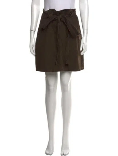 Pre-owned Burberry Raw-edge Trim Mini Skirt In Brown/green