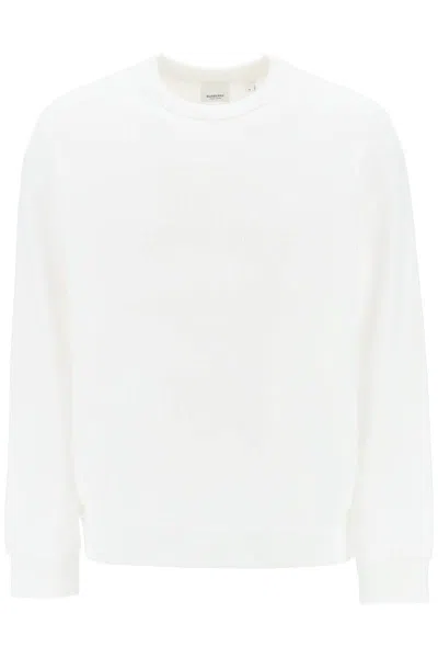 Burberry Mens White Crew-neck Sweatshirt With Equestrian Knight Motif For Fw23