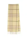 Burberry Rectangular Cashmere Scarf With Iconic Logo Intarsia In Yellow