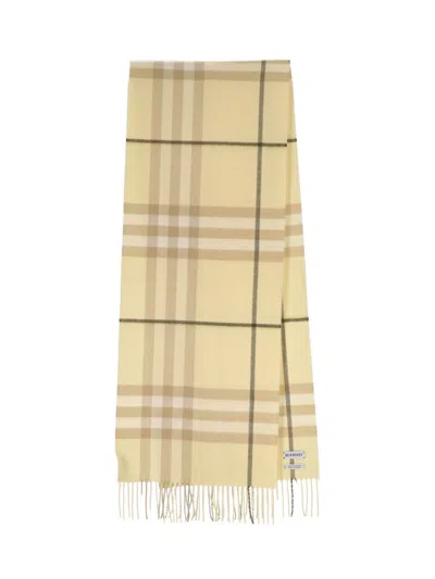 BURBERRY BURBERRY RECTANGULAR CASHMERE SCARF WITH ICONIC LOGO INTARSIA