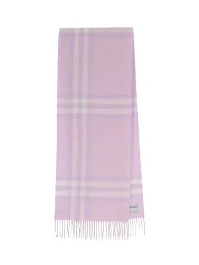 Burberry Rectangular Cashmere Scarf With Iconic Logo Intarsia In Pink