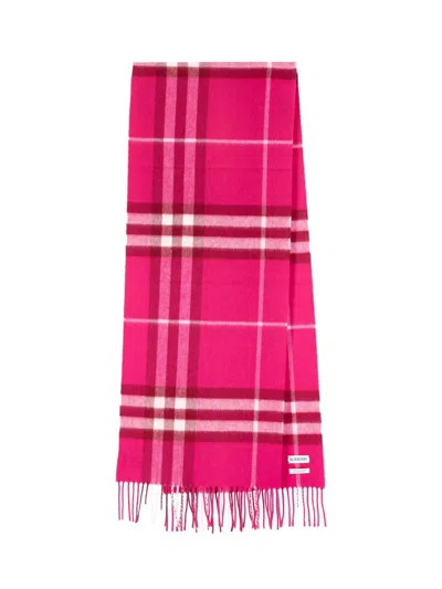 Burberry Rectangular Cashmere Scarf With Iconic Logo Intarsia In Pink