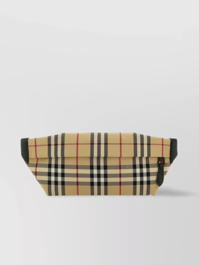 Burberry Rectangular Checkered Belt Bag In Cream