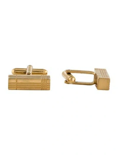 Pre-owned Burberry Rectangular Engraved Check Cufflinks In Multi