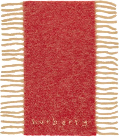 Burberry Red Alpaca Wool Blend Happy Scarf In Brown