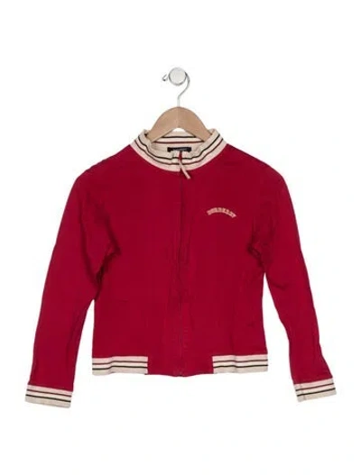 Pre-owned Burberry Kids' Red And Multicolor Patterned Casual Zip Up Jacket In Neutrals/red