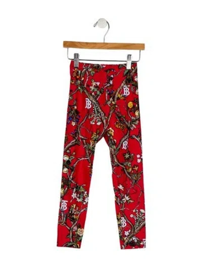 Pre-owned Burberry Babies' Red And Multicolor Patterned Leggings