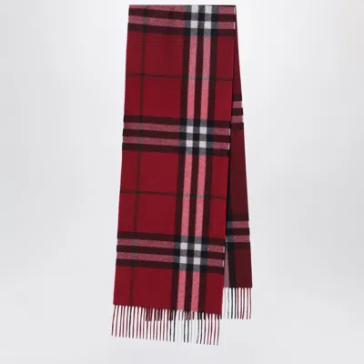 Burberry Red Cashmere Scarf With Faded Check Pattern