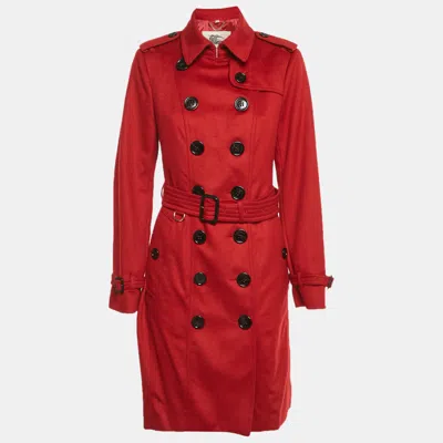 Pre-owned Burberry Red Cashmere Trench Coat M