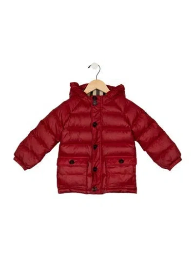 Pre-owned Burberry Babies' Red Casual Puffer Jacket With Zip Closure