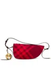 Burberry Mini Shield Check-pattern Shoulder Bag In Red