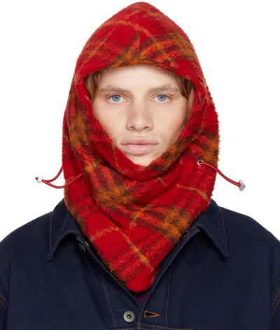 Burberry Embroidered Wool Blend Balaclava In Red