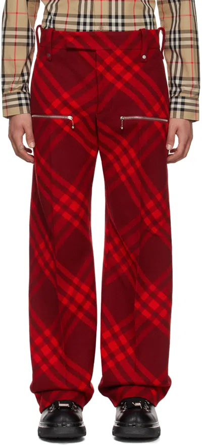 Burberry Plaid-check Wide-leg Wool Trousers In Multi