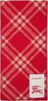 Burberry Checked Wool Scarf In Red