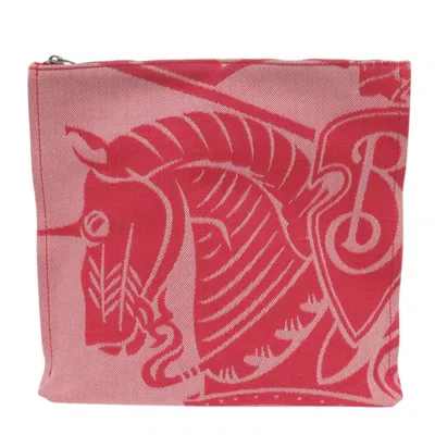 Pre-owned Burberry Red Color Canvas Clutch Bag Pouch ()