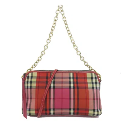 Pre-owned Burberry Red Color Canvas Shoulder Bag ()