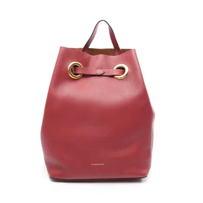 Pre-owned Burberry Red Color Leather Backpack Handbag ()