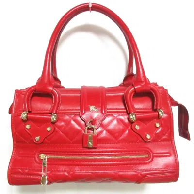 Pre-owned Burberry Red Color Leather Shoulder Bag Tote Bag ()