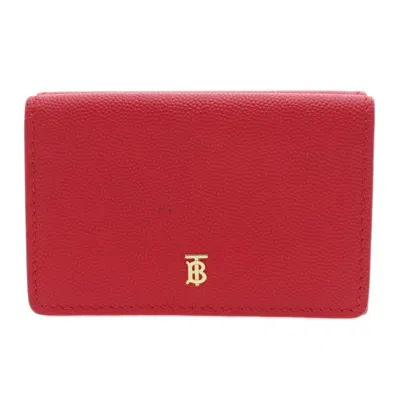 Pre-owned Burberry Red Color Leather Wallet (bi-fold) ()