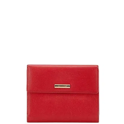 Pre-owned Burberry Red Color Leather Wallet (bi-fold) ()