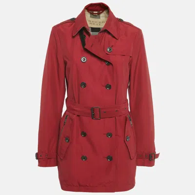 Pre-owned Burberry Red Cotton Blend Double Breasted Trench Coat M