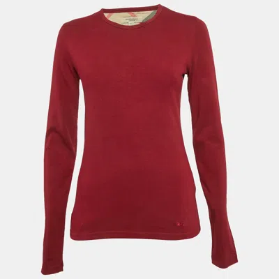 Pre-owned Burberry Red Cotton Full Sleeve T-shirt S