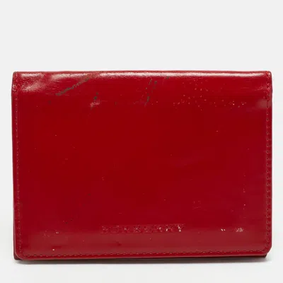 Pre-owned Burberry Red Leather Bifold Card Holder