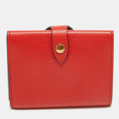 Pre-owned Burberry Red Leather Harlow Compact Wallet