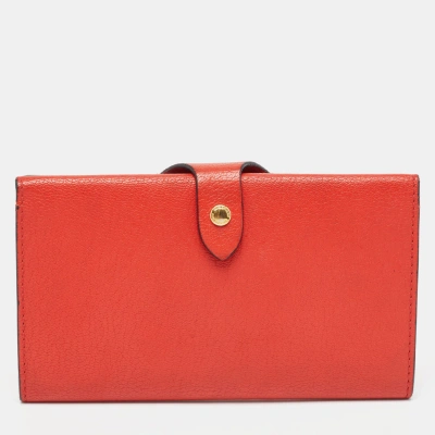 Pre-owned Burberry Red Leather Harlow Continental Wallet