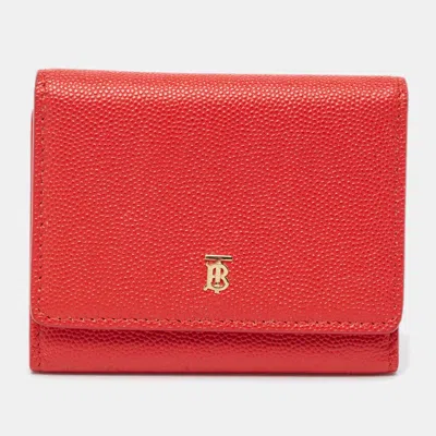 Pre-owned Burberry Red Leather Sidney Trifold Wallet