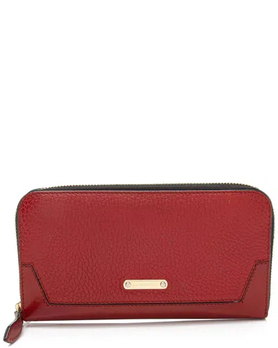 BURBERRY BURBERRY RED LEATHER ZIGGY ZIP AROUND WALLET (AUTHENTIC PRE-LOVED)