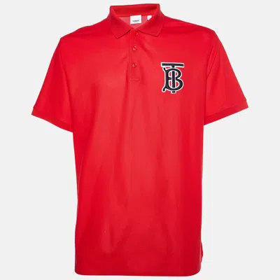 Pre-owned Burberry Red Logo Cotton Pique Polo T-shirt Xl