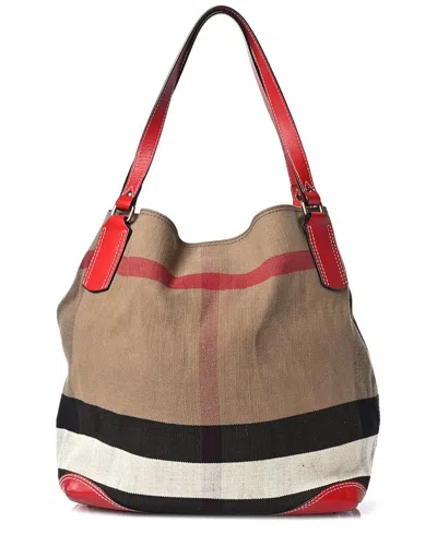 Burberry Red Mega Check Canvas Medium Maidstone (authentic Pre-loved)