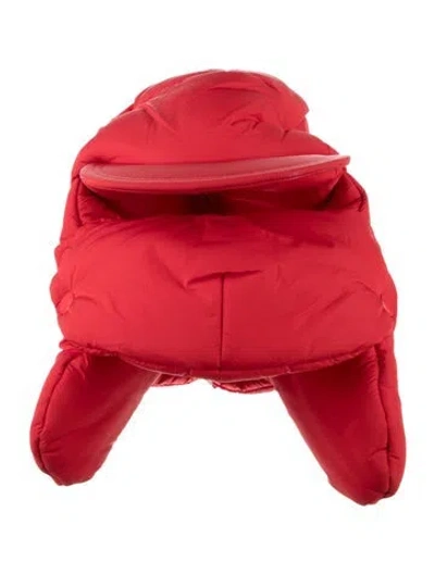 Pre-owned Burberry Red Nylon Puffer Oversized Cap  W/tags