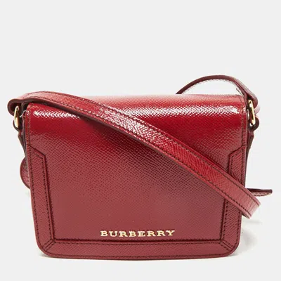 Pre-owned Burberry Red Patent Leather Mini Berkeley Crossbody Bag