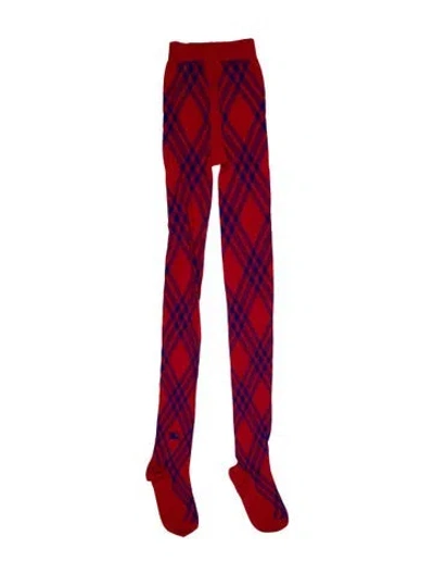Pre-owned Burberry Red Pattern Printed Wool Tights