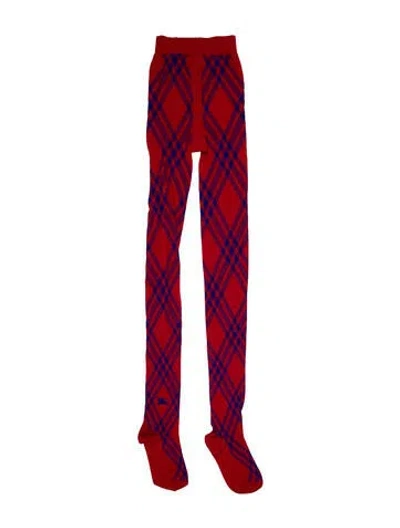 Pre-owned Burberry Red Pattern Printed Wool Tights