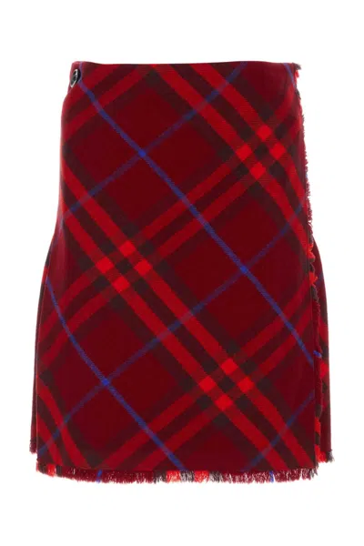 BURBERRY RED PLAID-CHECK WOOL KILT