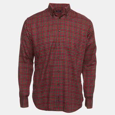 Pre-owned Burberry Red Plaid Cotton Button Down Shirt M