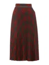 Burberry Pleated Check Midi Skirt In Red