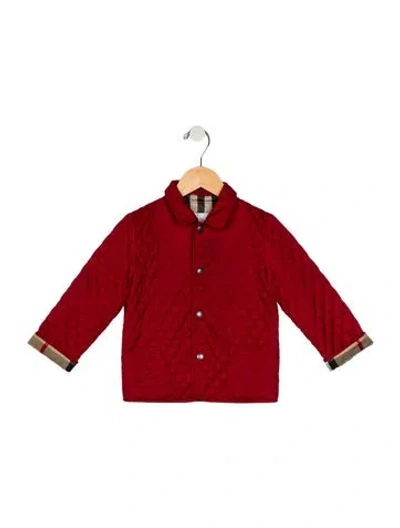 Pre-owned Burberry Babies' Red Quilted Casual Jacket With Snap Closure