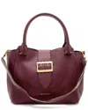 Burberry Red Soft Grain Calfskin Buckle Medium Tote (authentic Pre-loved)