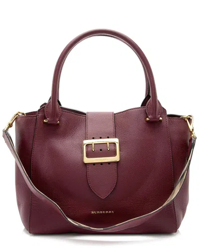Burberry Red Soft Grain Calfskin Buckle Medium Tote (authentic Pre-loved)