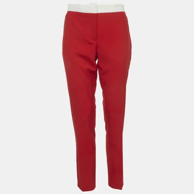 Pre-owned Burberry Red Wool Hanover Trousers S