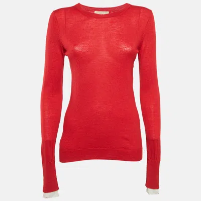 Pre-owned Burberry Red Wool Round Neck Sweater M
