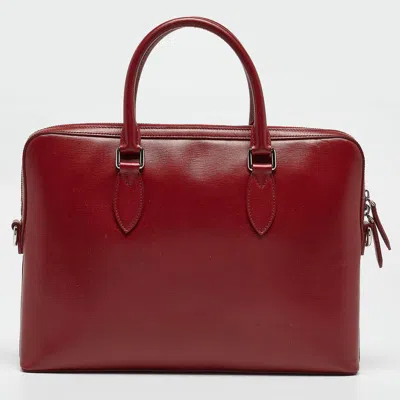 Pre-owned Burberry Red/black Leather Hambleton Briefcase Bag