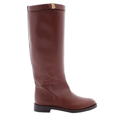 Burberry Redgrave Flat Knee High Riding Boots In Brown