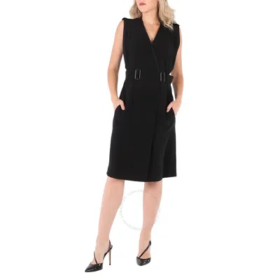 Burberry Reece Black Sleeveless Silk Cardi Wrap Dress